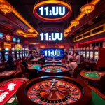 Engage in thrilling casino action with 11UU at the center of vibrant games including poker and roulette.