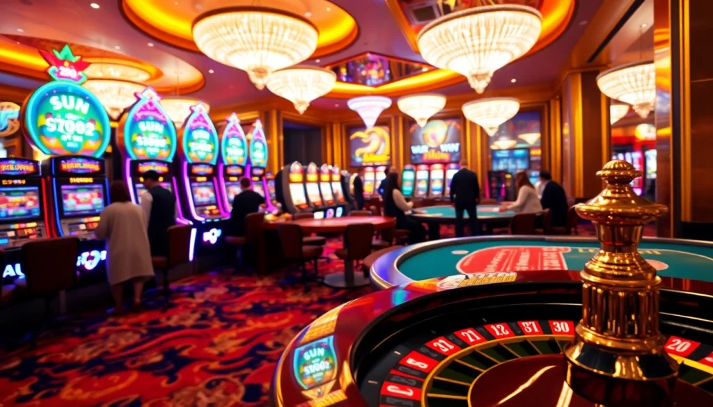 Engage in thrilling casino gameplay with Sun win, featuring vibrant slot machines and intense poker action.