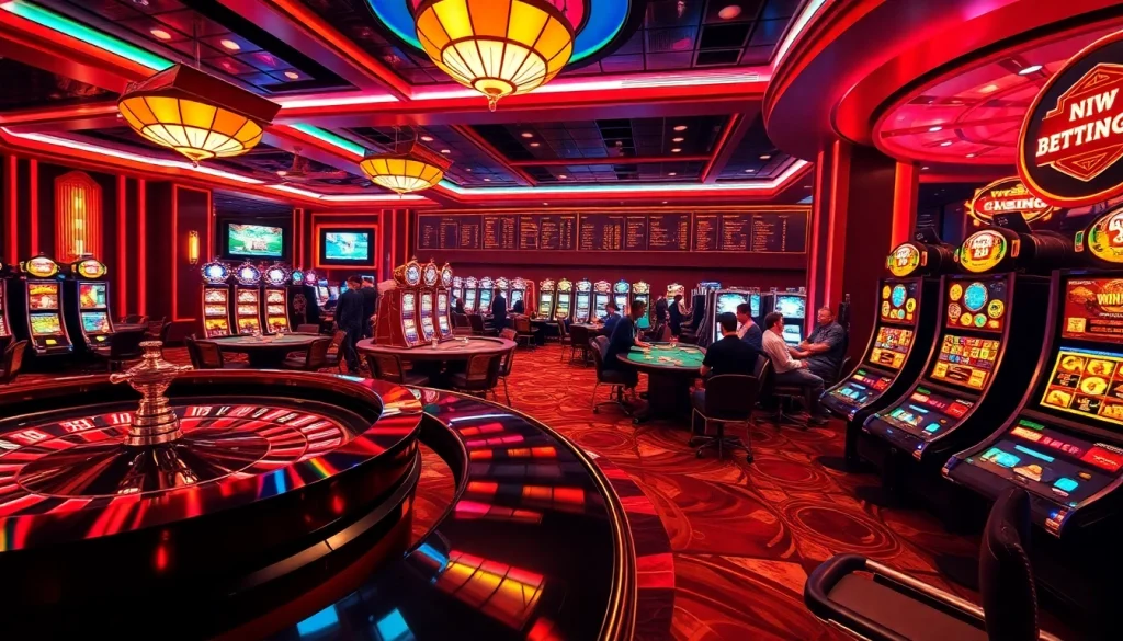 Experience the thrill of red88 at a vibrant casino with players and games.